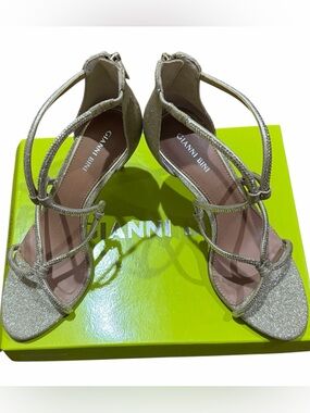 Gianni Bini Livisa Gold Glitter Strappy High-Heel Sandals